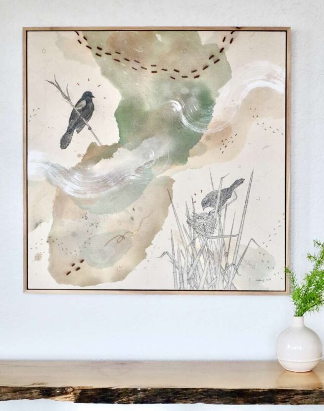 painting of red winged blackbird