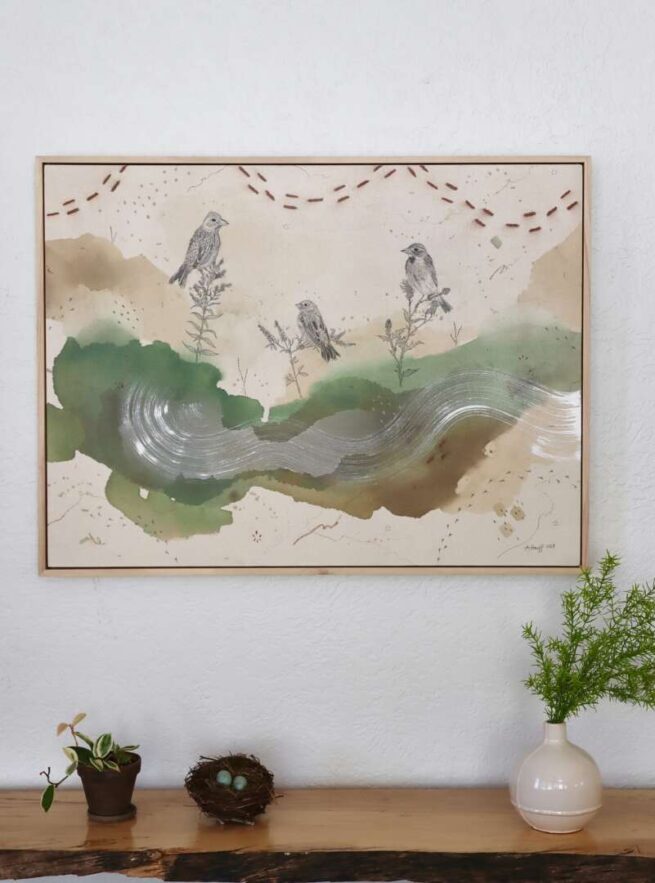 painting of dickcissels